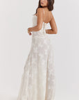 Robe longue à fines bretelles femme – coupe ajustée ourlet évasé
