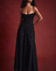 Robe longue à fines bretelles femme – coupe ajustée ourlet évasé