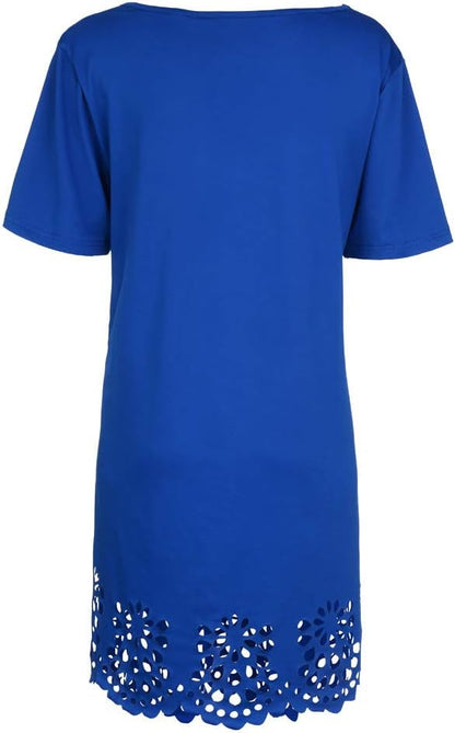 Robe Midi Femme en tissu léger, col rond, coupe fluide – Menvelo