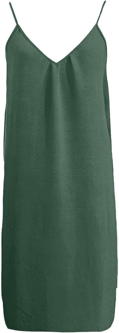 Robe Midi Femme en tissu léger, col V, coupe fluide – Menvelo