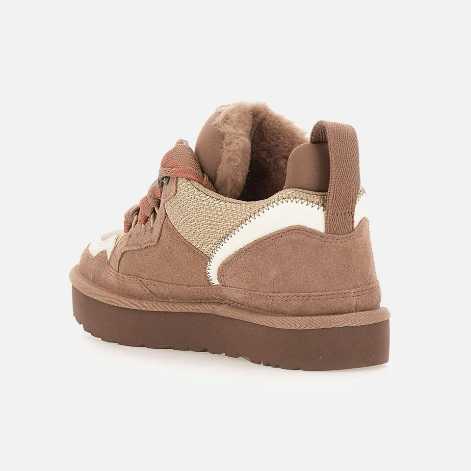 UGG Lowmel Rocky Oak baskets femme en daim et textile recyclé marron chêne, détail semelle