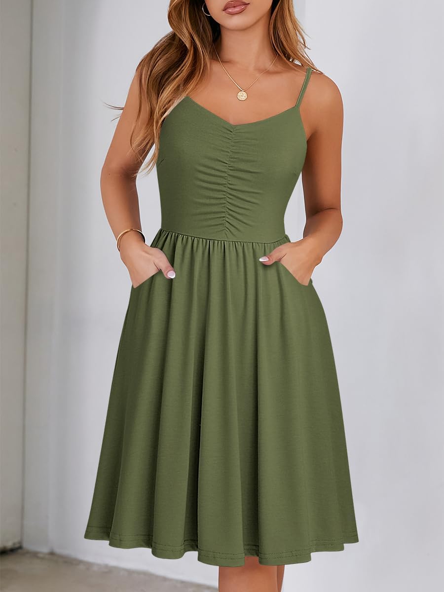 Robe Midi Femme en tissu léger, à bretelles, coupe fluide – Menvelo