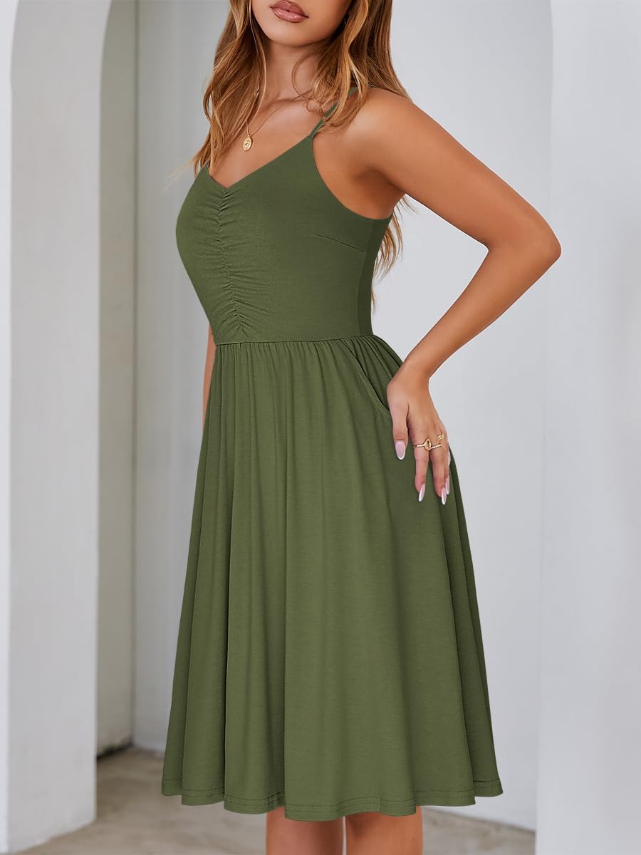Robe Midi Femme en tissu léger, à bretelles, coupe fluide – Menvelo