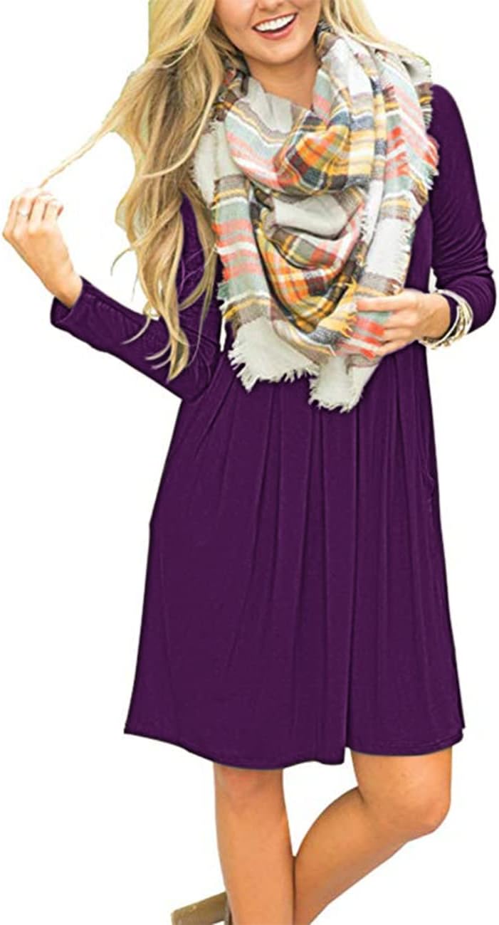 Sophie Robe Femme – Robe Manches Longues Taille Empire Avec Poches Casual Chic
