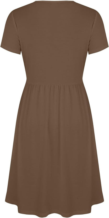 Robe Midi Femme en tissu léger, col V, coupe confortable – Menvelo