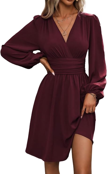 Robe Mini Femme en stretch, col V, coupe confortable – Menvelo
