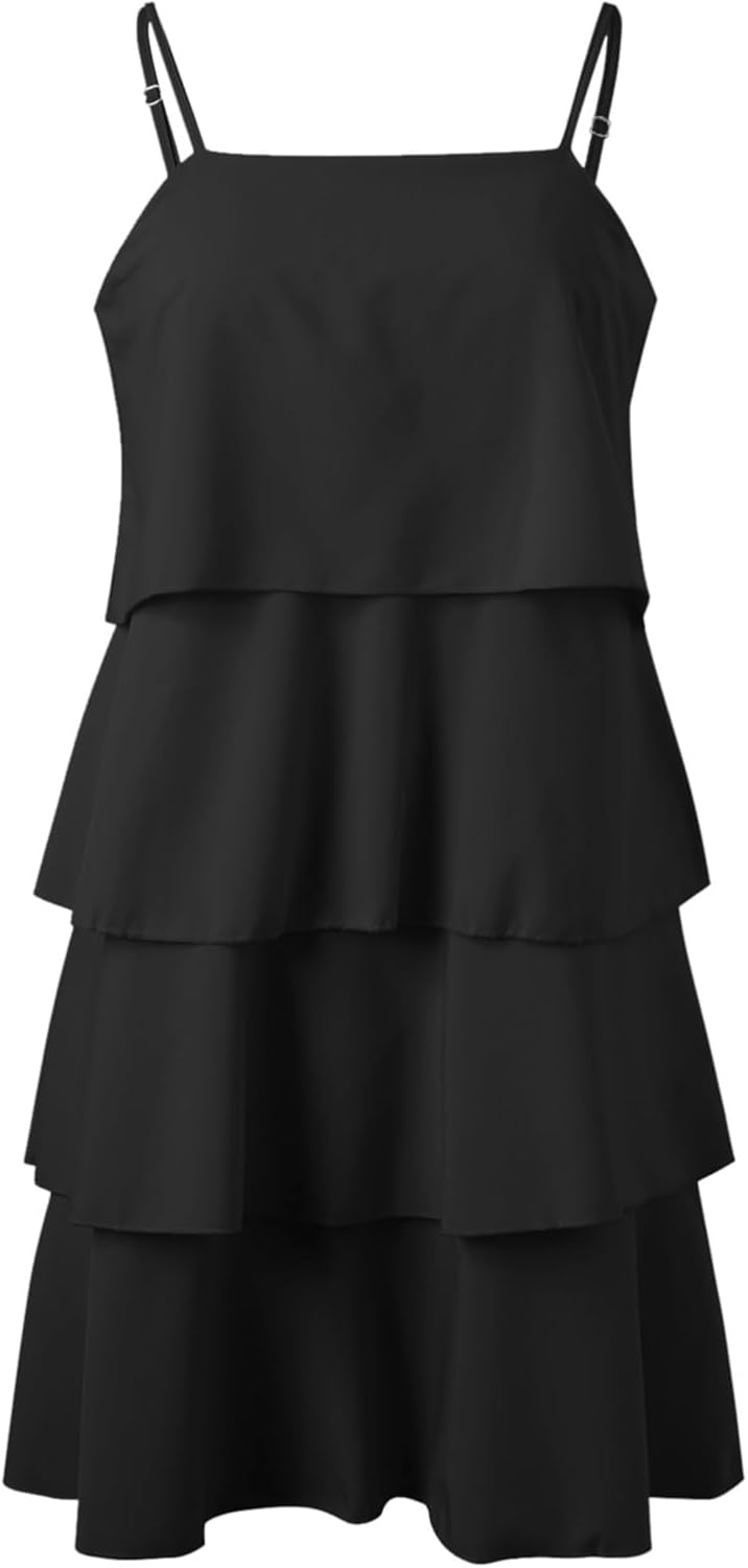 Camille Robe Femme – Robe Maxi Volants Col V Sans Manches Chiffon Plissé Été