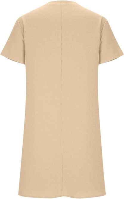 Robe Mini Femme en lin, col rond, coupe fluide – Menvelo