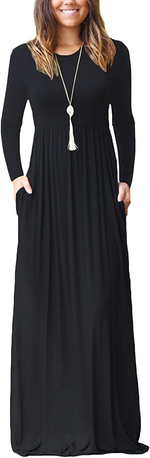 Laura Robe Maxi Ample – Robe Longue Casual Taille Loose avec Poches Femme
