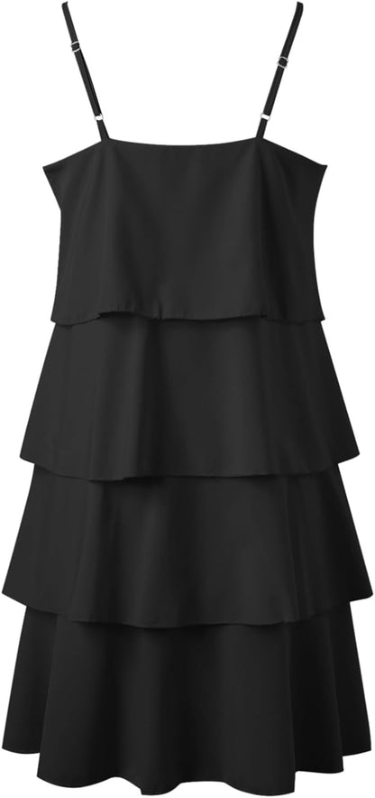 Camille Robe Femme – Robe Maxi Volants Col V Sans Manches Chiffon Plissé Été