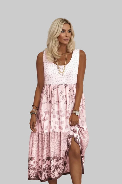 Robe Femme Longue Imprimée Fleurie – Coupe Ample Sans Manches