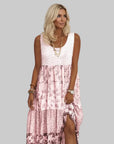 Robe Femme Longue Imprimée Fleurie – Coupe Ample Sans Manches