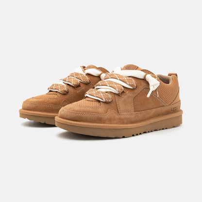 UGG Lowmel Lo Chestnut baskets femme en daim et textile recyclé marron chestnut, vue de face