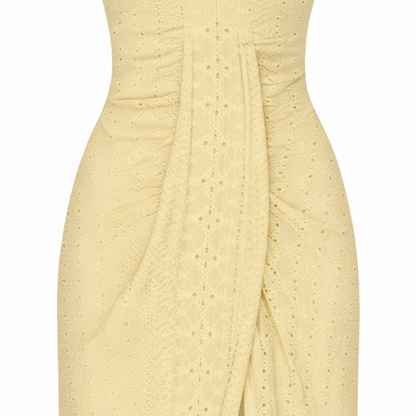 Robe Midi en Dentelle pour Femme – Col Halter avec Fente Frontale