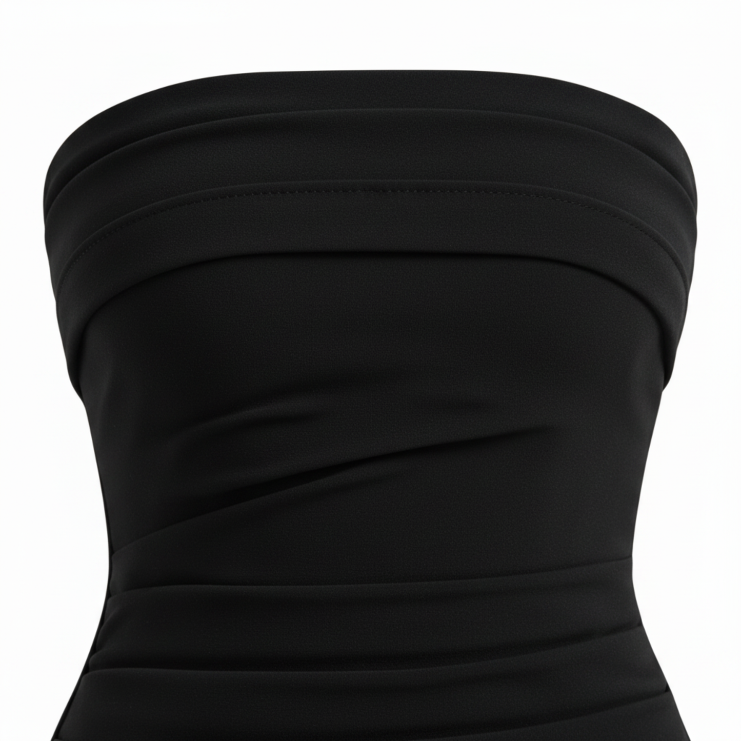 Robe Longue Femme Bustier sans Bretelles – Froncée avec Fente Haute