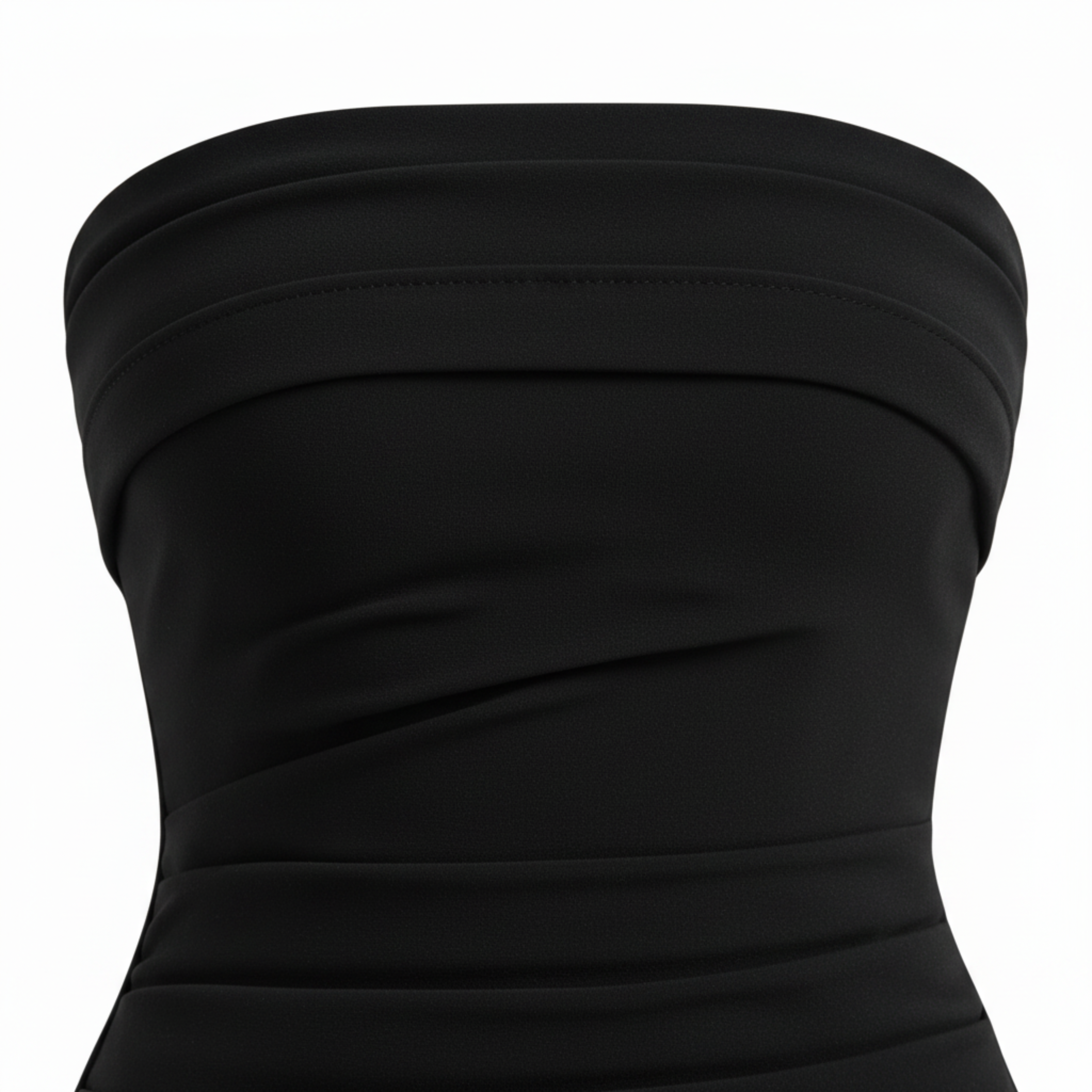 Robe Longue Femme Bustier sans Bretelles – Froncée avec Fente Haute