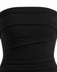 Robe Longue Femme Bustier sans Bretelles – Froncée avec Fente Haute