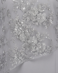 Robe Midi Femme à Broderie Florale – Manches en Dentelle Coupe Droite