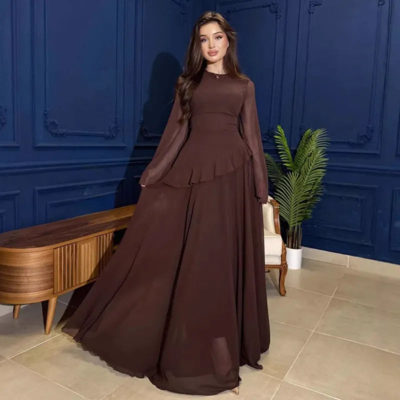Robe Femme Col Rond Moulante Manches Longues – Tombé Fluide
