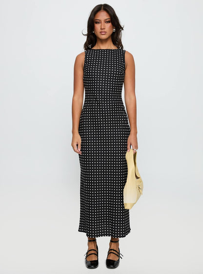 Robe Midi Femme Sans Manches à Pois – Encolure Ronde Silhouette Fluide