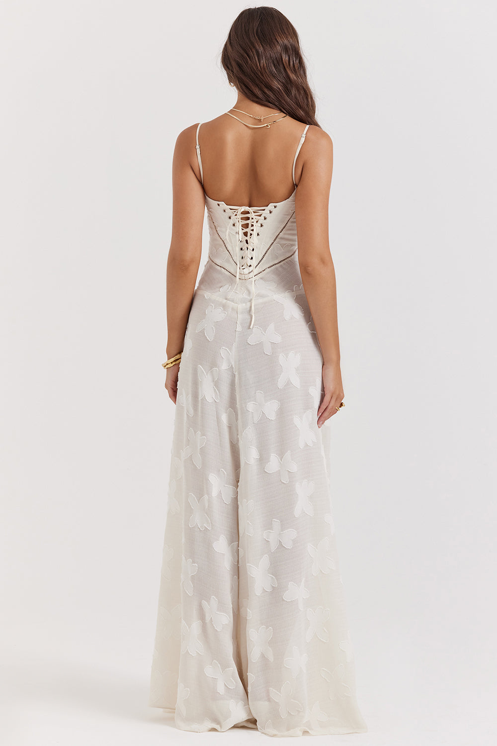 Robe longue à fines bretelles femme – coupe ajustée ourlet évasé