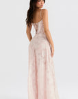 Robe longue à fines bretelles femme – coupe ajustée ourlet évasé