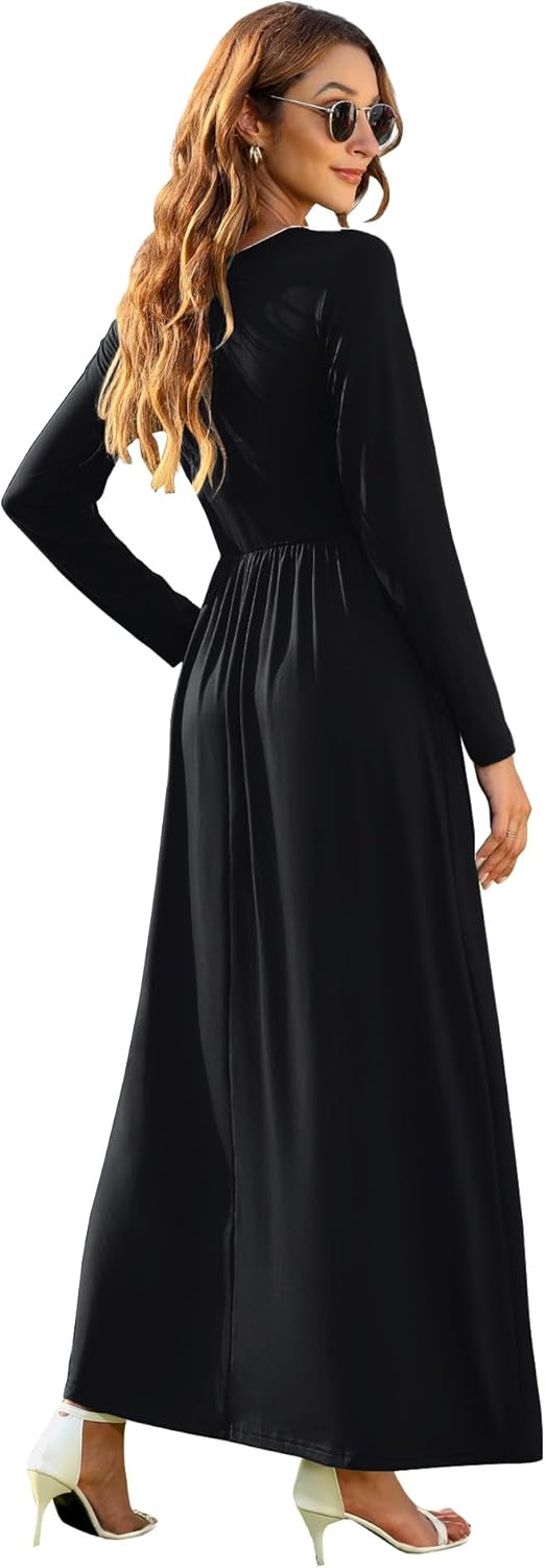 Laura Robe Maxi Ample – Robe Longue Casual Taille Loose avec Poches Femme