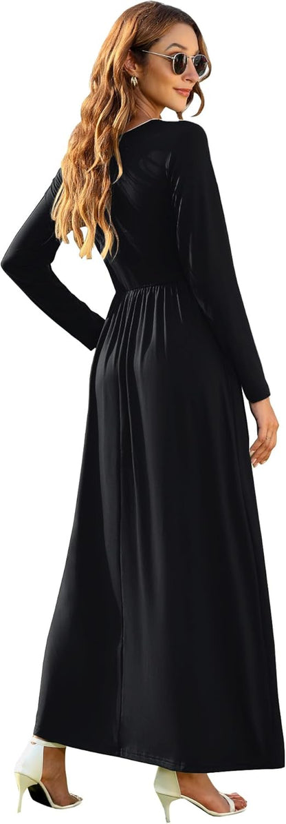 Laura Robe Maxi Ample – Robe Longue Casual Taille Loose avec Poches Femme