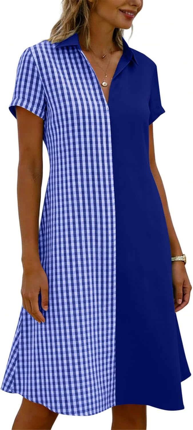 Robe Midi Femme en tissu léger, col V, coupe fluide – Menvelo