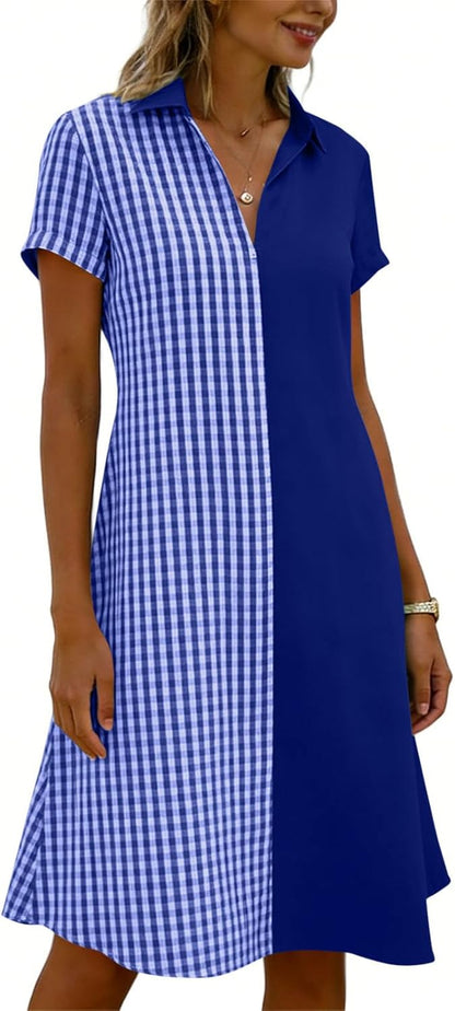 Robe Midi Femme en tissu léger, col V, coupe fluide – Menvelo