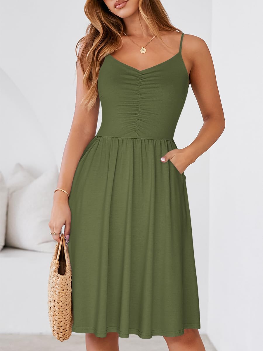 Robe Midi Femme en tissu léger, à bretelles, coupe fluide – Menvelo