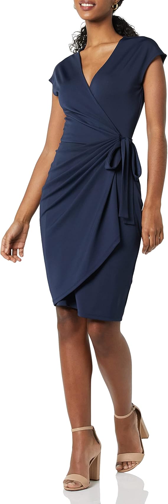 Robe Midi Femme en coton, col V, coupe moulante – Menvelo