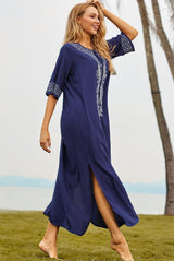 Eugenia Kimono Femme – Robe Plage Longue Ample, Col V & Manches Amples Cover-Up Été