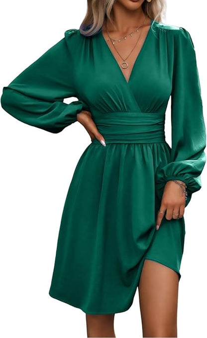 Robe Mini Femme en stretch, col V, coupe confortable – Menvelo
