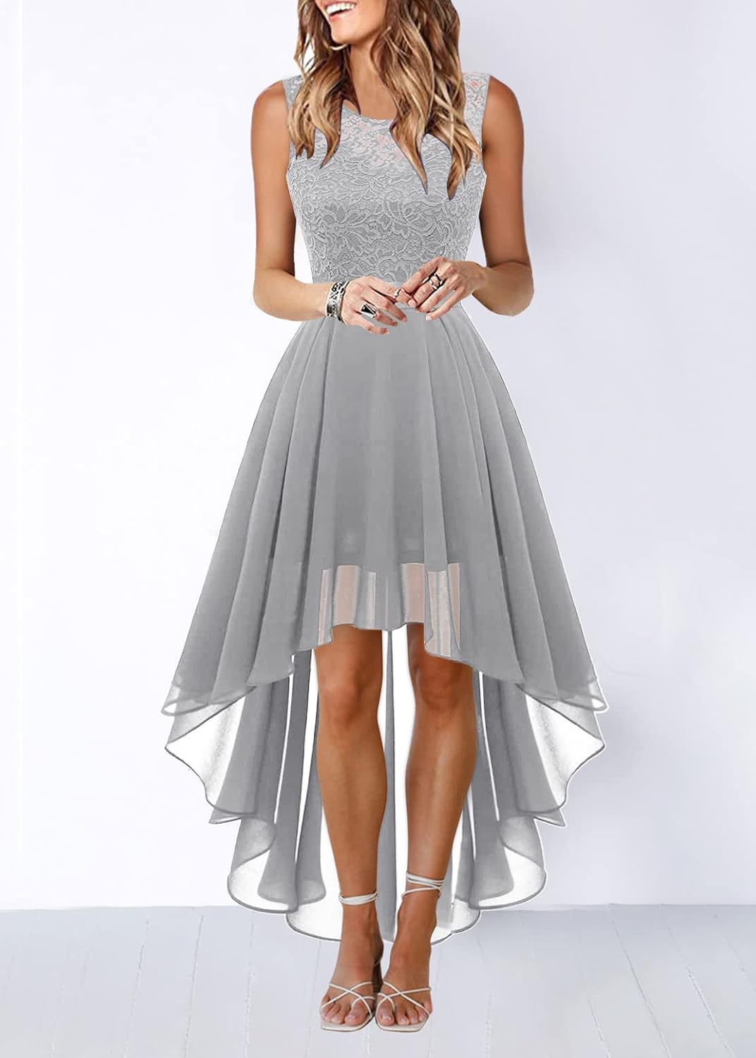 Robe Midi Femme en dentelle, fleurie, coupe fluide – Menvelo