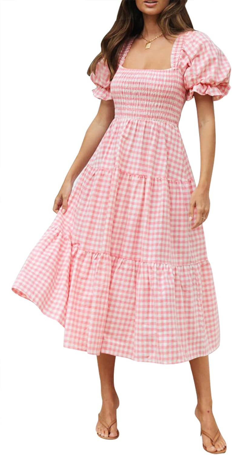 Robe Midi Femme en tissu léger, à volants, coupe fluide – Menvelo