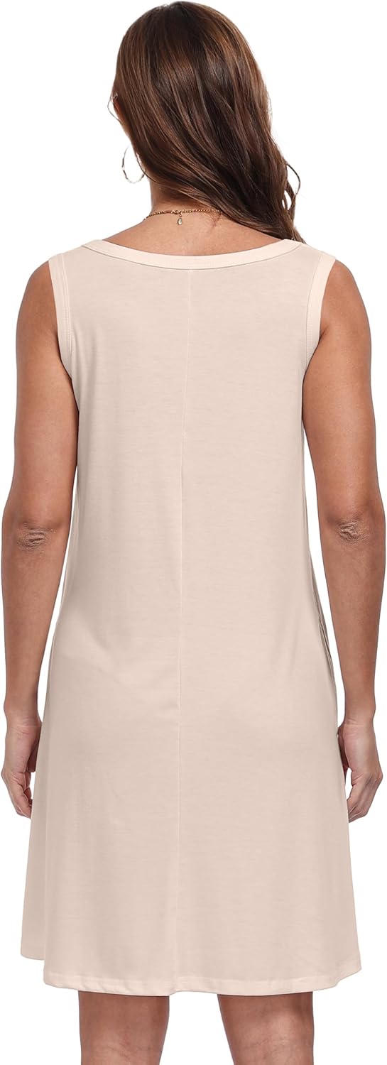 Julie Robe Été Femme – Robe Col Rond Sans Manches Avec Poches Midi
