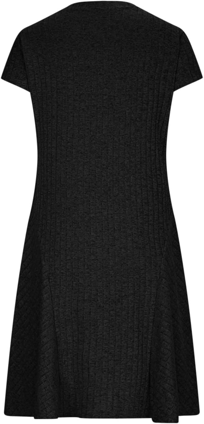 Robe Pull Femme en maille côtelée, col rond, coupe confortable – Menvelo