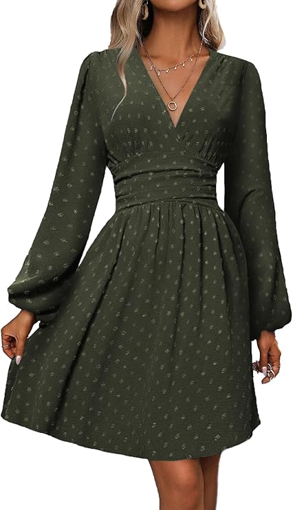 Robe Mini Femme en stretch, col V, coupe confortable – Menvelo