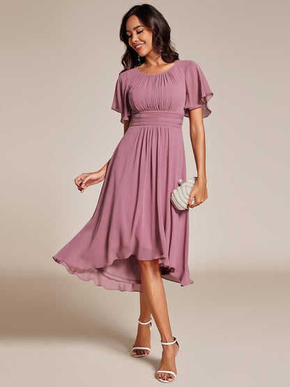 Robe Midi Femme en mousseline, col rond, coupe fluide – Menvelo