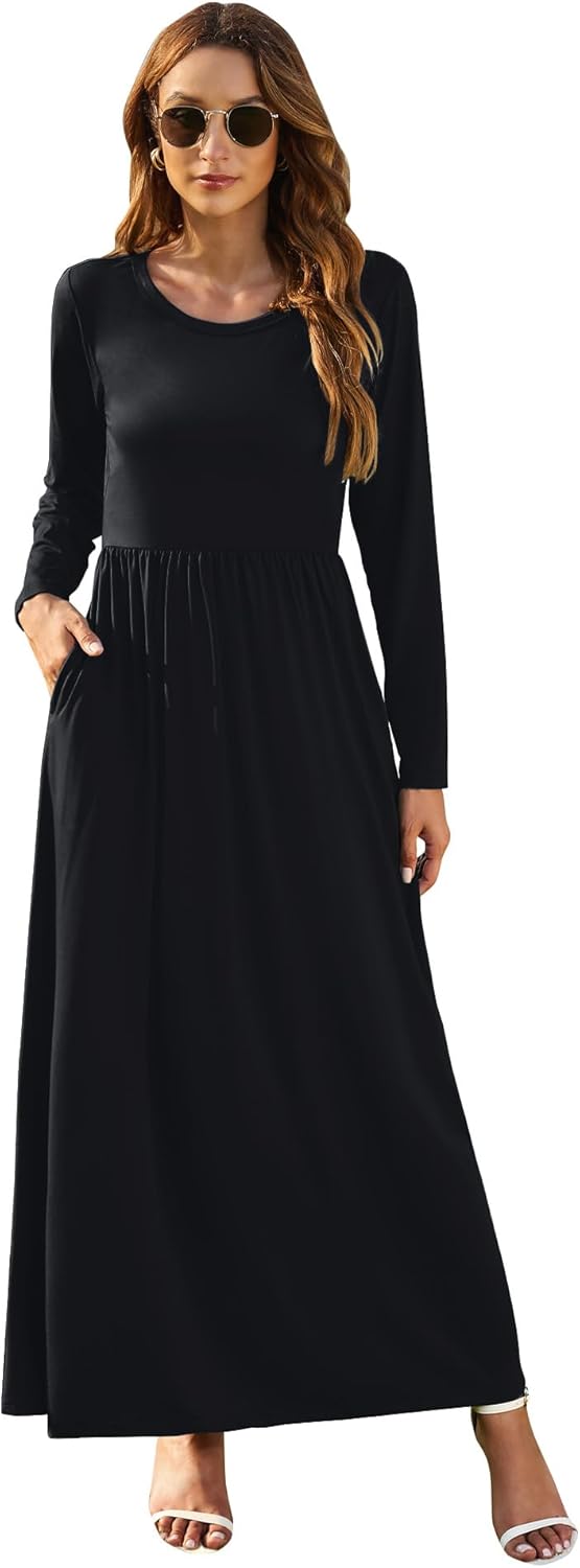 Laura Robe Maxi Ample – Robe Longue Casual Taille Loose avec Poches Femme
