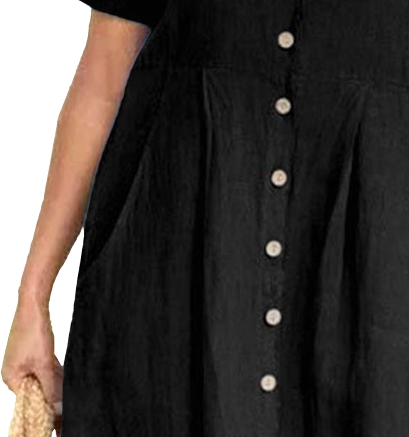 Robe Midi Femme en lin, col V, coupe fluide – Menvelo