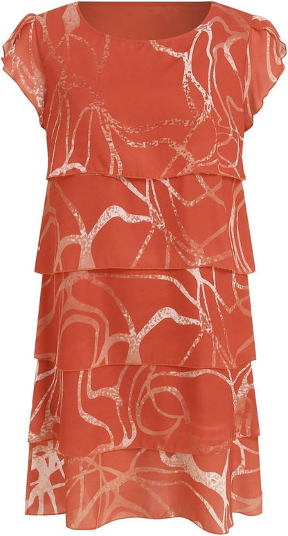 Robe Midi Femme en tissu léger, à volants, coupe fluide – Menvelo