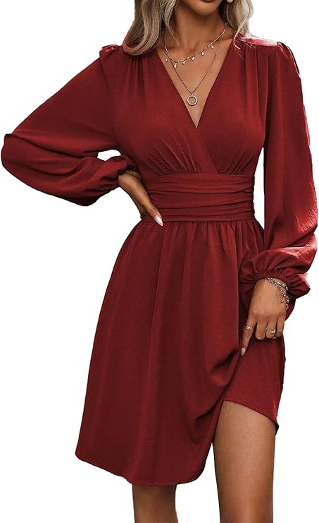 Robe Mini Femme en stretch, col V, coupe confortable – Menvelo