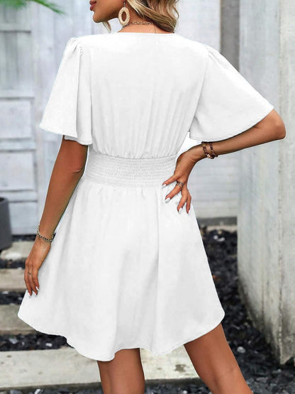 Robe Mini Femme en stretch, col V, coupe confortable – Menvelo