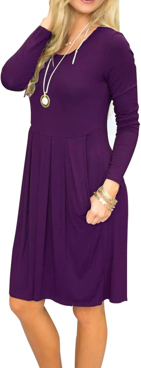 Sophie Robe Femme – Robe Manches Longues Taille Empire Avec Poches Casual Chic