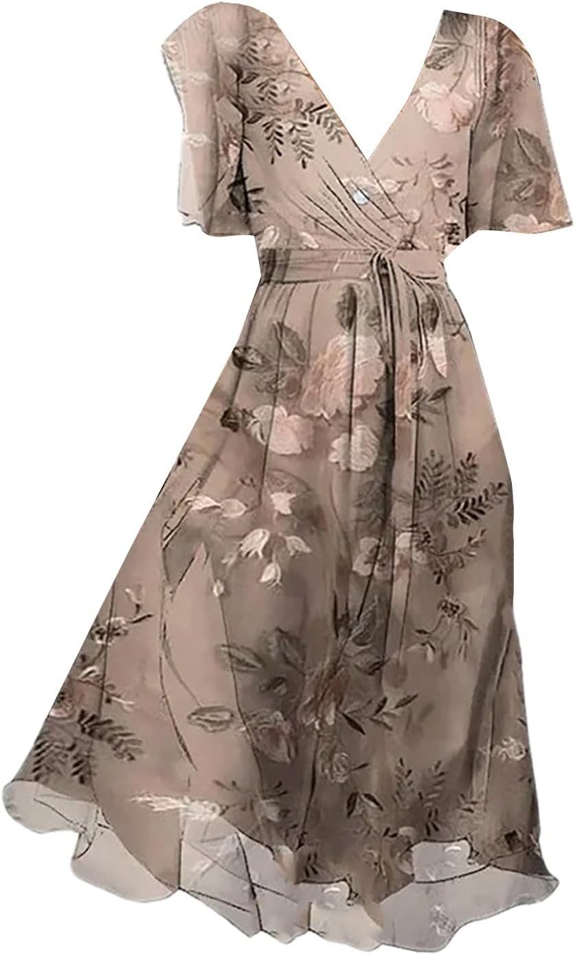 Robe Midi Femme en tissu léger, sans manches, coupe fluide – Menvelo