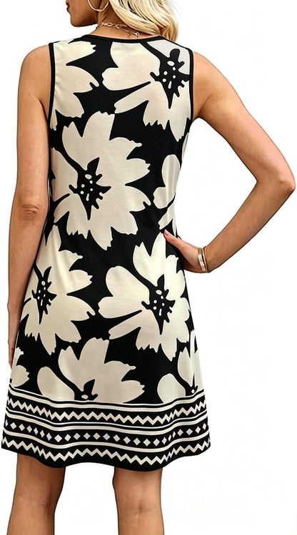 Robe Mini Femme en tissu léger, sans manches, coupe fluide – Menvelo