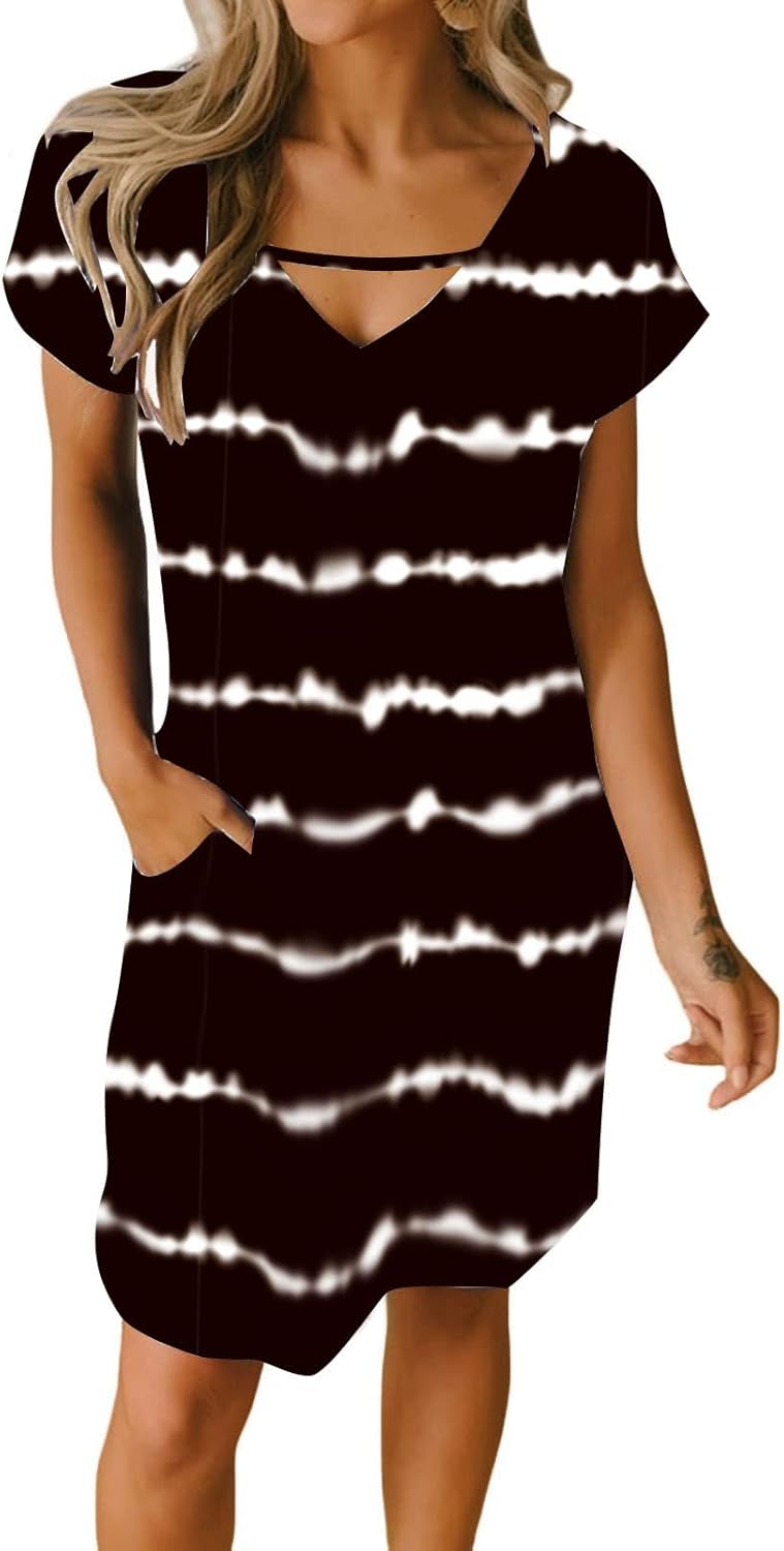 Robe Midi Femme en tissu léger, col V, coupe fluide – Menvelo