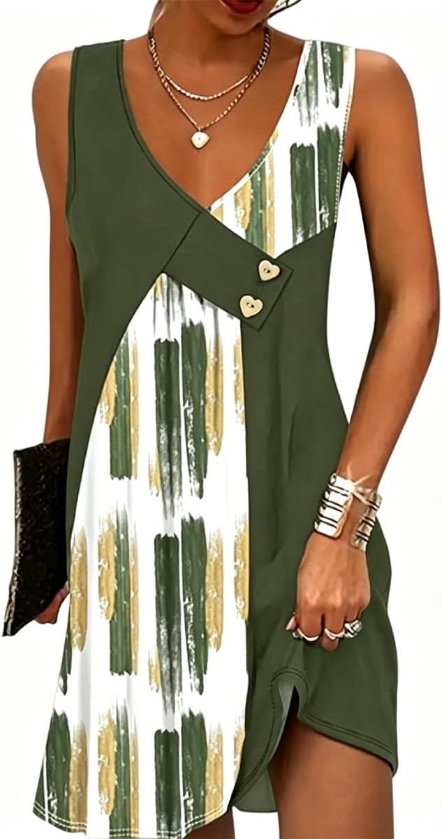 Zoé Robe Été Femme – Robe Courte Col V Sans Manches Avec Poches Casual Chic